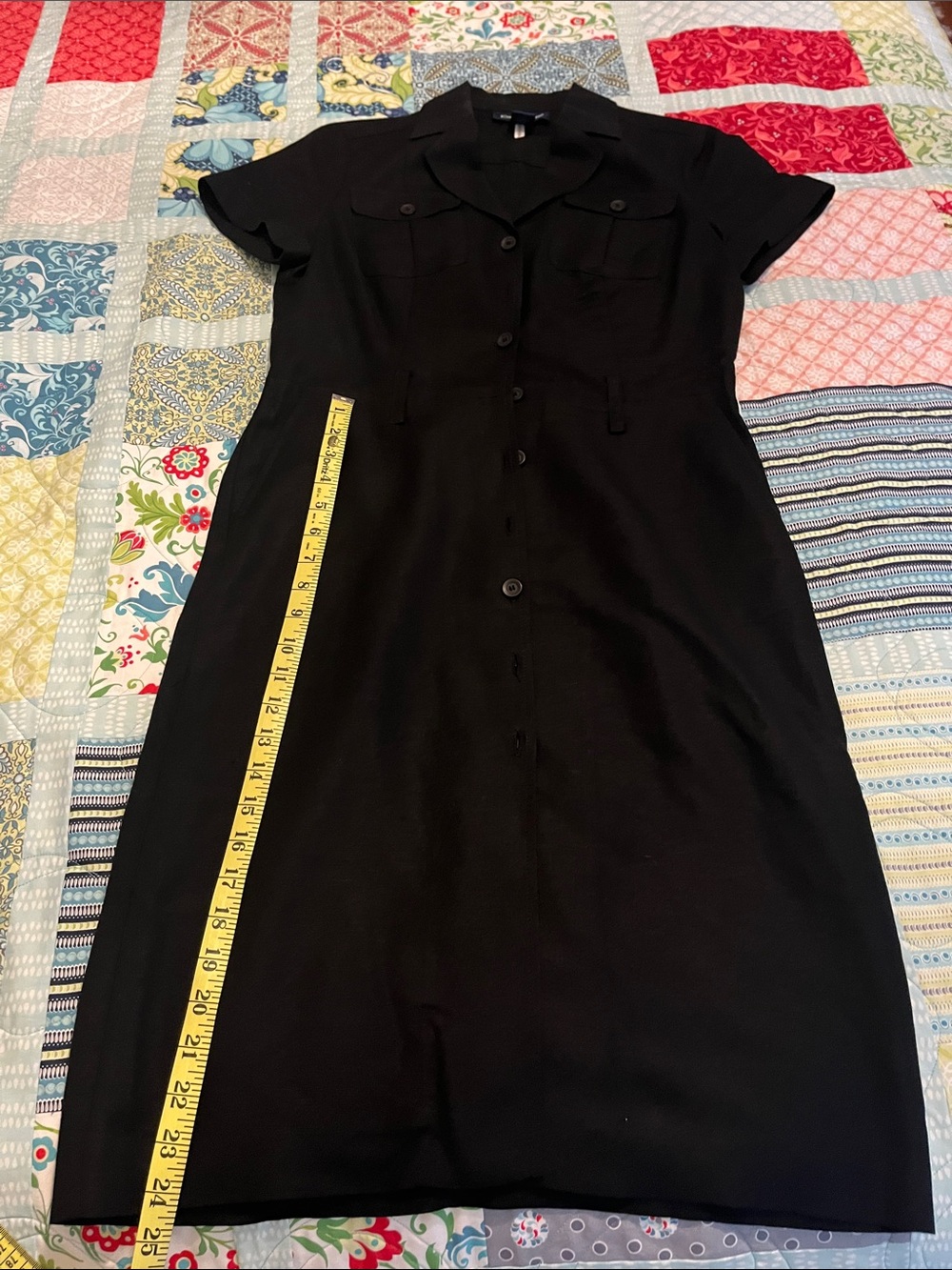 Evan Picone Black Button-Front Shirt Dress